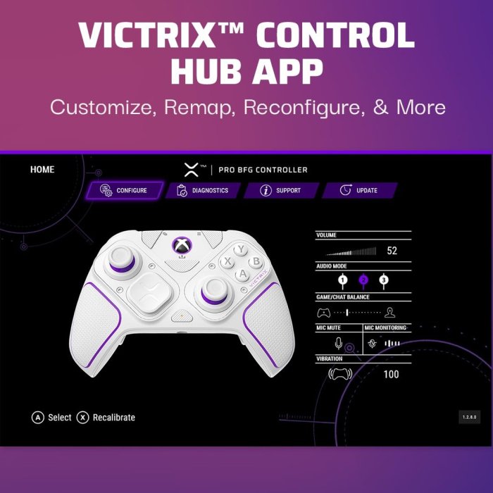 PDP Victrix Pro BFG Wireless/Wired/Bluetooth Gaming Controller for Xbox Series X|S, Xbox One & PC ,Dolby Atmos Audio, Remappable Buttons, White - Image 2