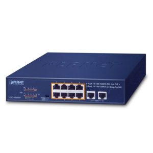 Planet 8-Port 10/100/1000T 802.3at PoE + 2-Port 10/100/1000T Desktop Switch (120 watts)