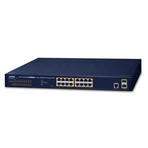 Planet 16-Port 10/100/1000T 802.3at PoE + 2-Port 100/1000X SFP Managed Switch / 220W