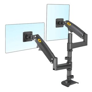 North Bayou H180 Double Extension (17"-27") Gas-Strut Flexi Mount Dual Screen Desktop Built With Ergonomics Concepts