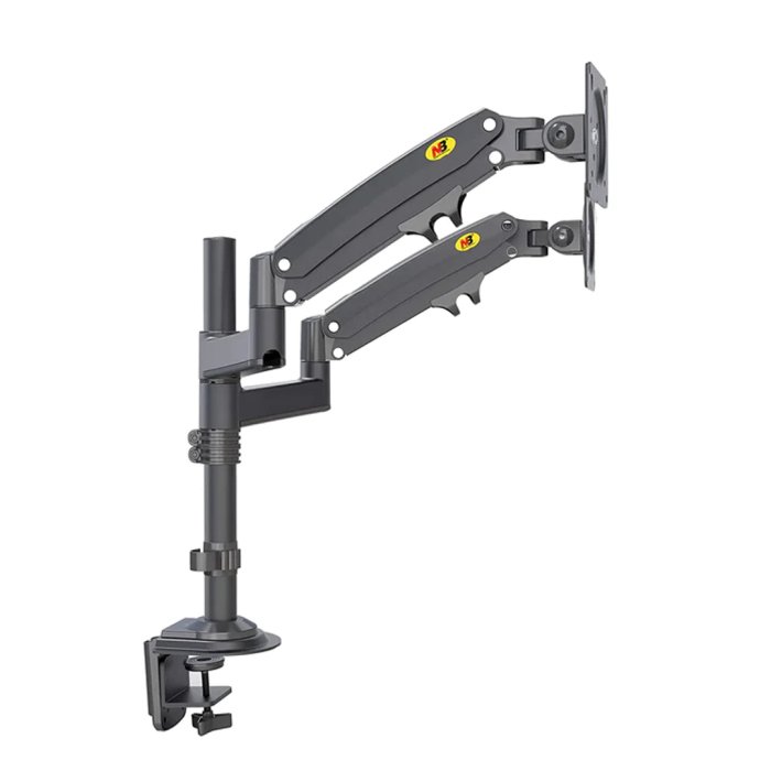 North Bayou H180 Double Extension (17"-27") Gas-Strut Flexi Mount Dual Screen Desktop Built With Ergonomics Concepts - Image 2