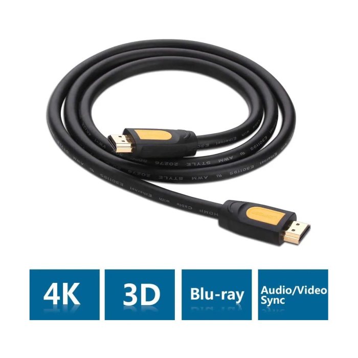 UGreen HDMI 1.4 Male to Male Cable, 5m Supports Resolution Up to 1080P@60Hz, 10.2Gbps - Black - Image 2