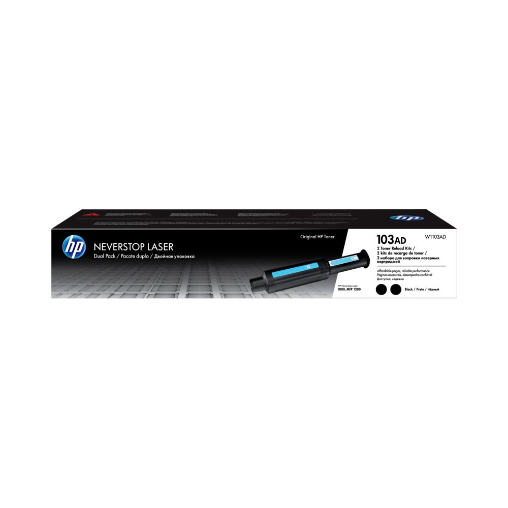 HP 103AD Dual Pack Black Original Neverstop Laser Toner Reload Kit (W1103AD)...