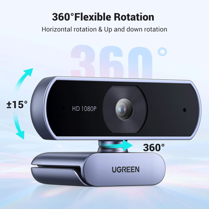UGREEN CM678 FHD1080P Webcam with Microphone, Full HD USB Web Camera, 85° FOV, Noise-Canceling, Plug and Play, Auto Light Correction, Video Webcam for Streaming, Black & Gray | 15728 - Image 3