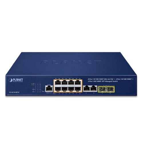 Planet 8-Port 10/100/1000Mbps 802.3at PoE + 2-Port 10/100/1000Mbps + 2-Port 100/1000X SFP Managed Switch (120 Watts) - Image 2