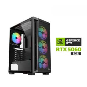 Gaming PC Intel Core i5-12400F Processor, H610 DDR4 Motherboard, 16GB DDR4 RAM, 1TB SSD NVME, RTX 5060 8GB VGA, 750 WATT PSU, Sharx Razorfin ATX Mid Tower Case, 4x Pre-Installed RGB Fans, USB Wi-Fi+BT, Windows 11 Pro (License)