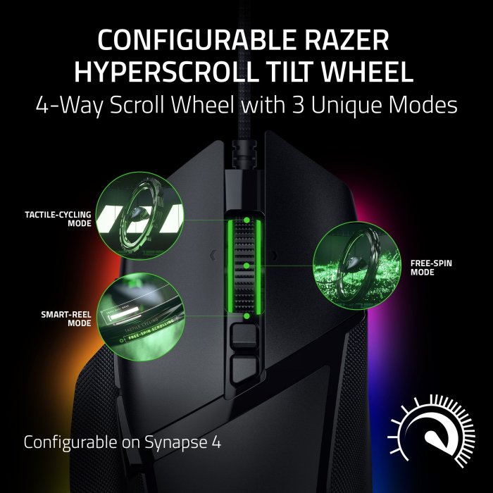 Razer Basilisk V3 35K Wired Ergonomic Gaming Mouse : HyperScroll Tilt Wheel, 35K DPI Optical Sensor Gen 2-13 Customizable Controls, Chroma RGB, Optical Switches Gen 3 - Black - Image 2