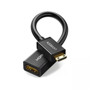 UGreen Mini HDMI Male to HDMI Female Adapter Cable 22cm - Black