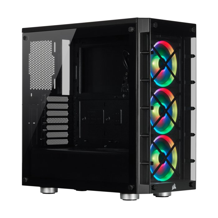 Corsair iCUE 465X RGB Mid-Tower Tempered Glass Side & Front Panel Smart Case with 3 RGB Fans - Black - Image 3