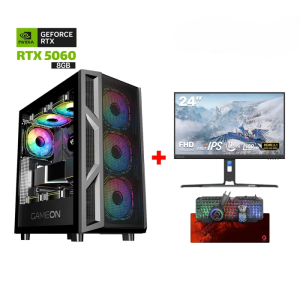 Gaming PC Intel Core i5-12400F,H610 D4 Motherboard,16GB Ram D4,1TB SSD NVME,RTX 5060 8GB VGA,750 WATT PSU,GameOn Trident Case,Win 11 Pro+Lenovo Legion R24E 24” FHD 180Hz HDMI 2.1 Gaming Monitor + Gameon All-In-One Keyboard,Headset,Mouse,Mousepad Bundle