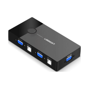 Ugreen 2 In 1 Out USB VGA KVM Switch / Video Sharing Adapter, Control 2 PC on 1 Monitor, Stable Data Transmission, One Button to Switch, Black | 30357