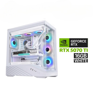 Gaming PC AMD RYZEN 7-9700X Processor, MSI AMD MPG B850 Edge Ti WIFI DDR5 Motherboard, 32GB D5 RAM, 1TB SSD NVMe, RTX 5070 TI 16GB VGA White, Asus PRIME LC 360 ARGB White, 850 WATT PSU GOLD White, LIAN LI Vector V100 E-ATX Case White, Win 11 Pro (License)