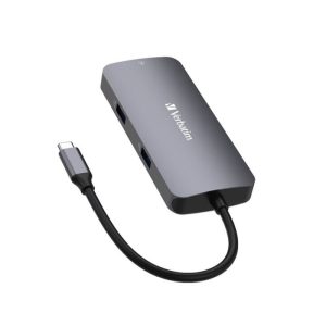 Verbatim USB-C Pro Multiport Hub 5 Port Upto 5Gbps USB 3.2 Gen 1, Supports 4K, 85W USB Power Delivery With Gigabit Ethernet Adapter