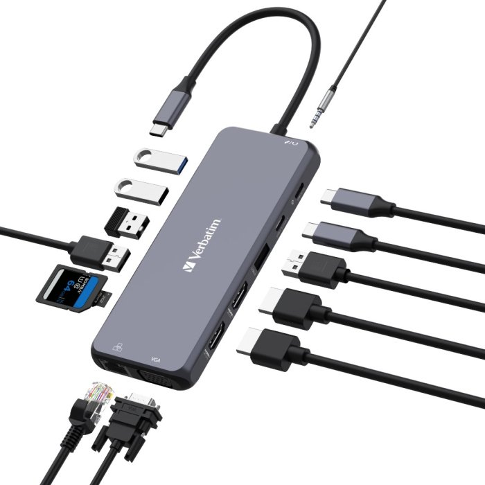 Verbatim USB-C Pro Docking Station 15 Port Upto 10Gbps USB 3.2 Gen 2, Supports 8K With 80W USB Power Delivery - Image 3