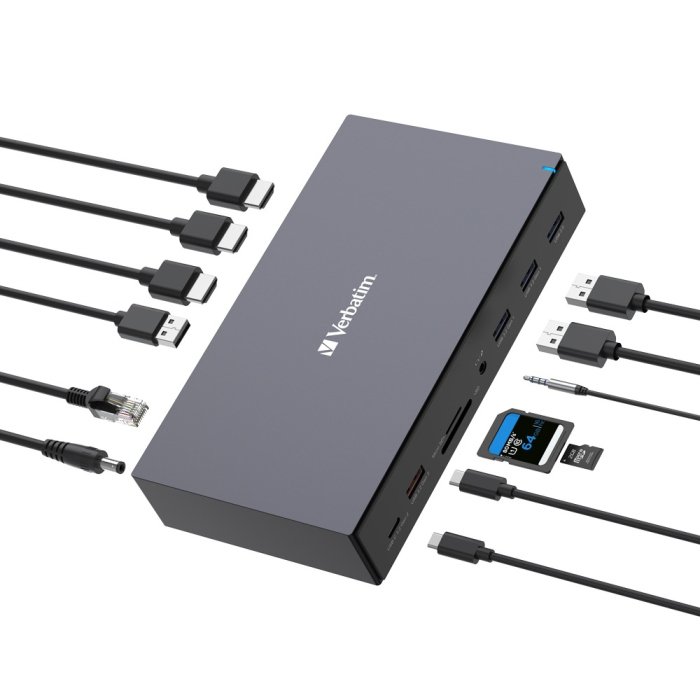 Verbatim USB-C Pro Docking Station 17 Port Upto 10Gbps USB 3.2 Gen 2 Supports 8K Supports DisplayLink With 80W USB Power Delivery - Image 3