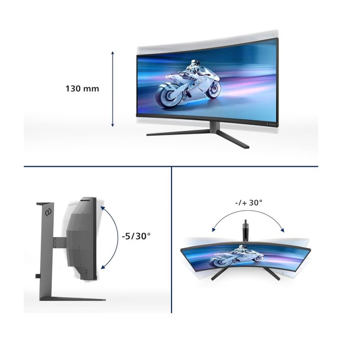 Philips Evnia 34M2C6500 34" OLED Curved Gaming Monitor – WQHD 3440x1440, 175Hz, 0.03ms, HDR400, Ambiglow, FreeSync Premium Pro, G-Sync Compatible, HDMI, DP, USB Hub – Dark Gray - Image 2