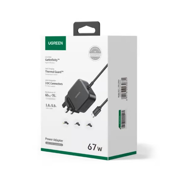 UGreen 67W Type-C Power Adapter With Changeable 3xDC Laptop Power Connectors - Image 2