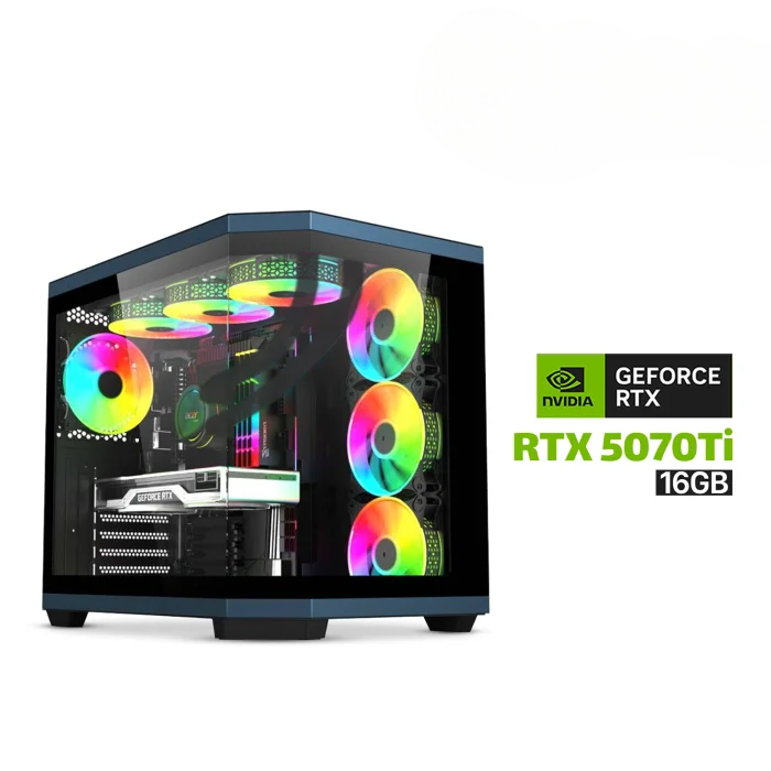 Gaming PC AMD Ryzen 9 9900X3D, MSI X870 Gaming Plus WiFi DDR5 MB, 32GB DDR5 (6000) RAM, 2TB NVMe Gen-4 SSD, RTX 5070 Ti 16GB VGA, 1000 WATT GOLD PSU, Asus Prime L360 Liquid Cooler, Acer V950 Mid Tower Case With 7x RGB Fans, Windows 11 Pro License