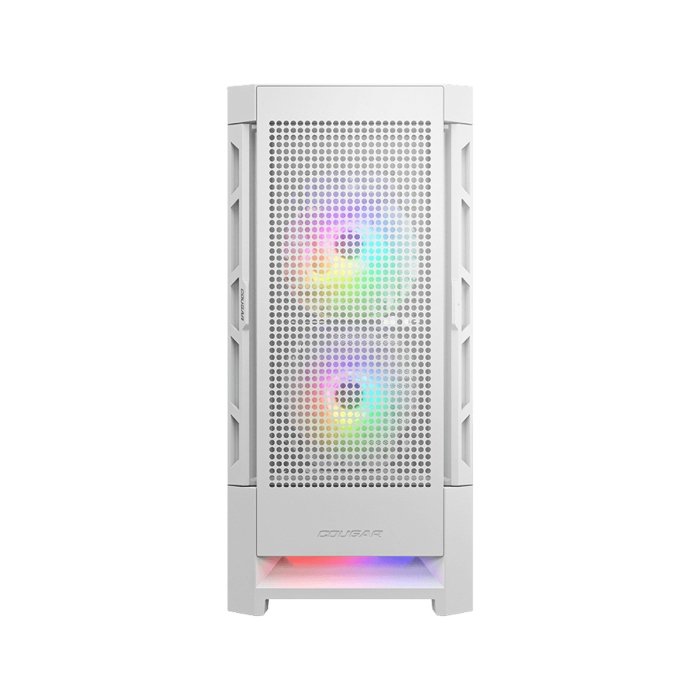 Cougar Air Face Mid Tower Tempered Glass Side Panel Case with 3 RGB Fans - White - Image 2