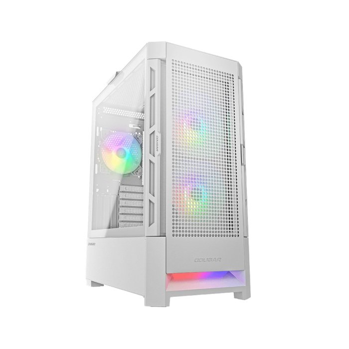 Cougar Air Face Mid Tower Tempered Glass Side Panel Case with 3 RGB Fans - White - Image 3