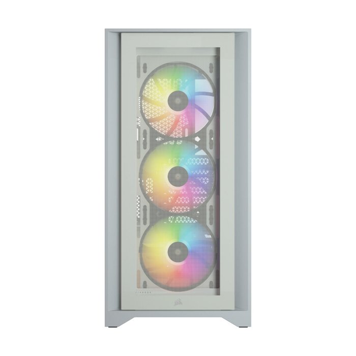 Corsair iCUE 4000X Mid-Tower Side Tempered Glass Panel Case with 3 RGB Fans - White - Image 3
