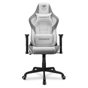 Cougar Armor Elite PVC Leather,Body-Embrace High Back Design,Adjustable Arm Rest,5 Star Metal Base,Gas Lift Height Adjustment -White