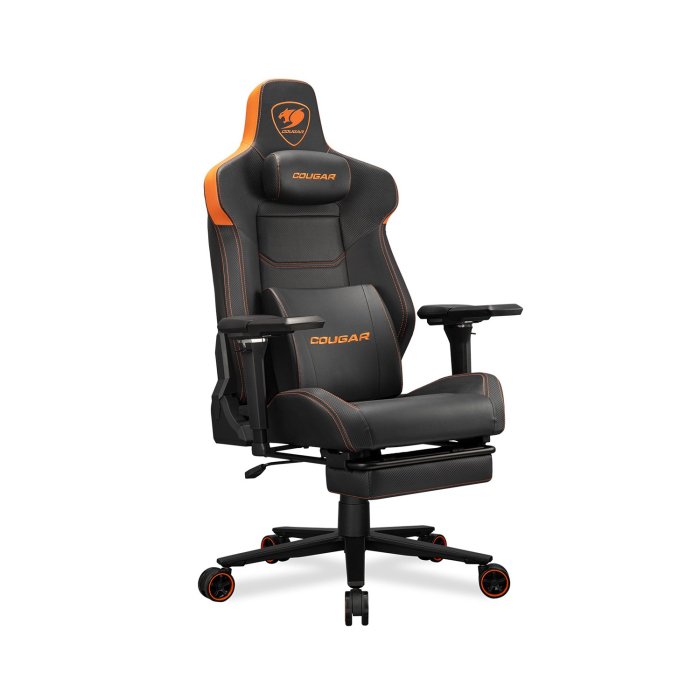 Cougar Armor Evo M Breathable PVC leather.5D Adjustable Armrest.Retractable Footrest.Magnetic Memory Foam Neck Pillow - Black/Orange - Image 3