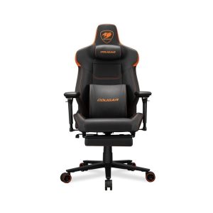 Cougar Armor Evo M Breathable PVC leather.5D Adjustable Armrest.Retractable Footrest.Magnetic Memory Foam Neck Pillow - Black/Orange
