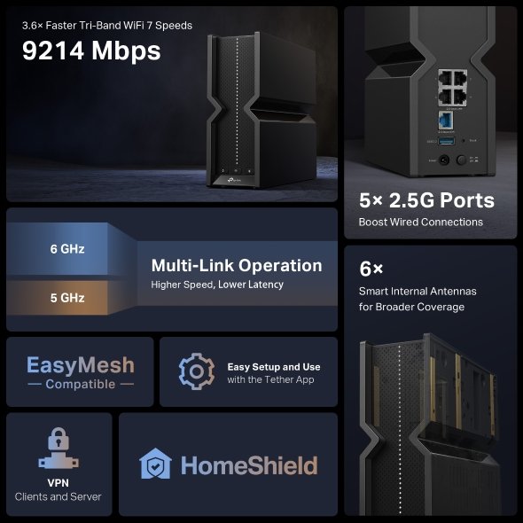 Archer BE550 TP-Link BE9300 Tri-Band Wi-Fi 7 Router - Image 4