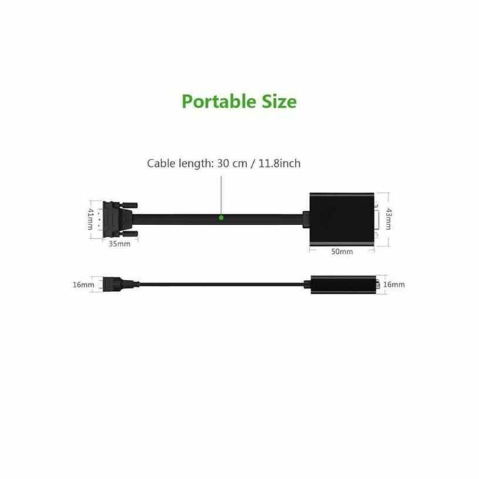 UGreen DVI-D to VGA Active Converter Flat Cable - Black - Image 2