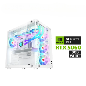 Gaming PC i5-14400F Processor, ASUS H610 D5 WIFI Motherboard, 16GB RAM DDR5, 1TB SSD NVME, GIGABYTE GeForce RTX 5060 EAGLE OC ICE 8GB White, 650 WATT PSU, GameOn Emperor Arctic II Series Mid Tower Case White, 7 ARGB Fans, Windows 11 Pro (License)