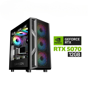 Gaming PC i5-14400F Processor, B760M D5 Motherboard, 16GB RAM DDR5, 1TB SSD NVMe, RTX 5070 12GB VGA, 850 WATT PSU, AZZA L240 Liquid Cooler, GameOn Trident IV Series Case with 4 RGB Fans, Windows 11 Pro (License)