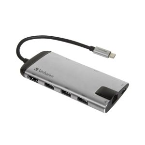 Verbatim USB-C Multiport Hub Upto Gbps USB 3.0X3, Supports 4K Hdmi, USB-C Connector For Power Charging, SD/MicroSD With Gigabit Ethernet Adapter