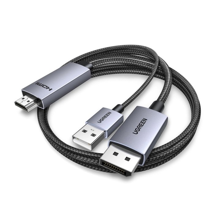 UGreen HD169 4K 60Hz HDMI to DP Cable 2m-Grey - Image 3