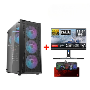 Gaming PC,i5-13400F CPU,H610 D4 Motherboard,16GB RAM D4,1TB SSD NVME,RTX 3050 6GB VGA,700 WATT PSU,DarkFlash DK352 ATX Mid Tower Case,4x ARGB Fans,Win 11 Pro+Lenovo Legion R24E 23” FHD Gaming Monitor+Gameon All-In-One Wired Keyboard,Headset,Mouse,Mousepad