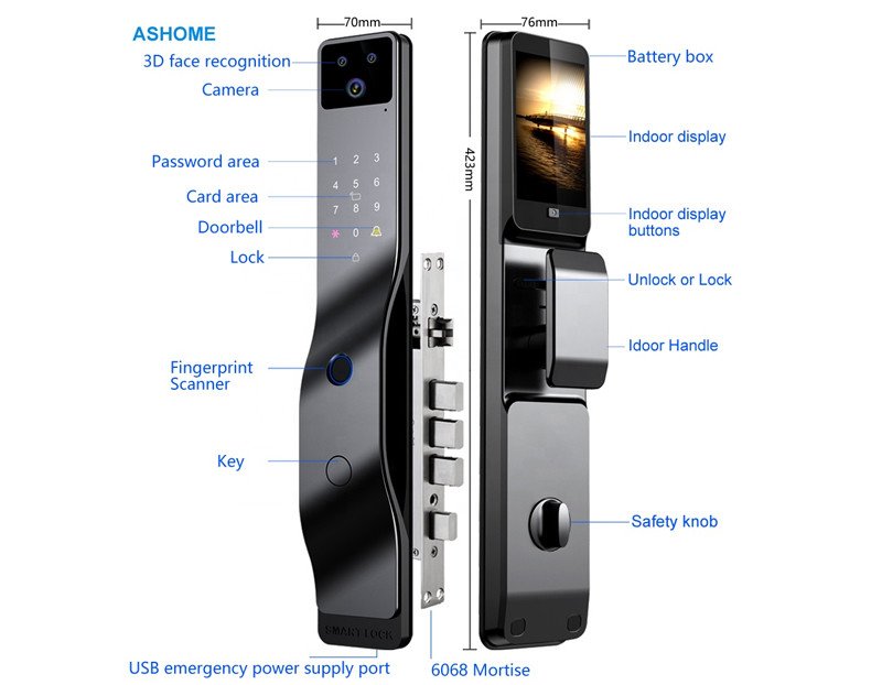 3D Face Recognition Smart Lock H1S-TT Black - Image 6