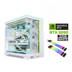 Ryzen 9-9950X3D CPU,GigaByte X870 Motherboard,FURY RGB 96GB RAM,2TB+2TB NVMe SSD,GIGABYTE RTX 5090 32GB White,ROG Thor PLATINUM 1200W PSU,Lian Li 360R Liquid Cooler,6x Lian Li ARGB Fans,Lian-Li Strimers Cables,Lian-Li O11 Dynamic EVO Case,Win 11 Pro