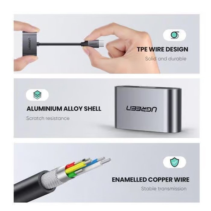 UGreen 2-in-1 USB-C to Headphone & Charger Audio Adapter - Image 3