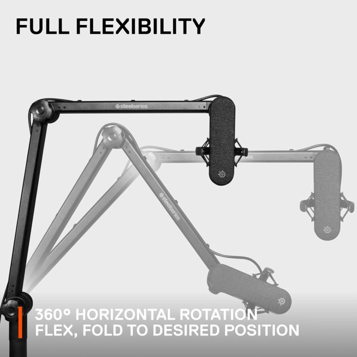 SteelSeries Mic Boom Arm For Gaming,Streaming & Podcasting,360° Rotation,Desk Clamp,Folding Scissor Design,Hidden Springs,Cable Management - Image 3