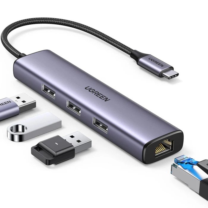 UGREEN USB-C To 3-Port USB 3.0 Hub With Gigabit Ethernet Adaptor - Image 3