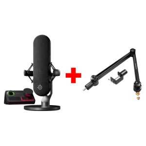 SteelSeries Alias Pro XLR Microphone + Stream Mixer, Mappable Controls,Dual PC Connectivity + SteelSeries Mic Boom Arm ( XLR Cable Included )