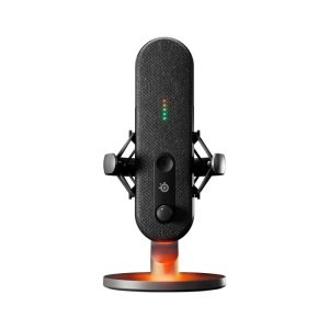 SteelSeries Alias USB Mic for PC, 3x Bigger Capsule for Gaming, Streaming and Podcasting, AI Noise Cancelling, LED Mute & Level Monitoring, Shock Mount - Black