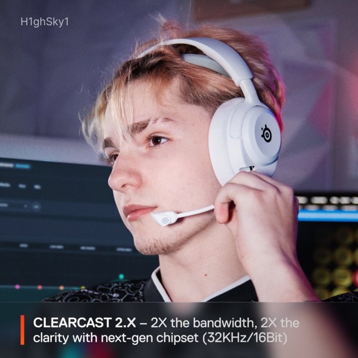 SteelSeries Arctis Nova 5 Wireless/Bluetooth Gaming Headset AI Noise Cancellation ClearCast 2.X Retractable Mic, Up to 60-Hours Battery life, For PC,PS5/PS4,Nintendo & Mobile Device - White - Image 2