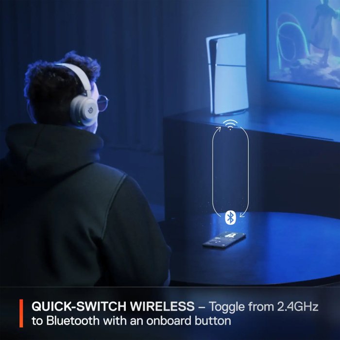 SteelSeries Arctis Nova 5P Wireless/Bluetooth Gaming Headset AI Noise Cancellation ClearCast 2.X Retractable Mic Up to 60-Hours Battery life,Neodymium Magnetic Drivers For PC,PS5/PS4,Nintendo & Mobile Devices - White - Image 3