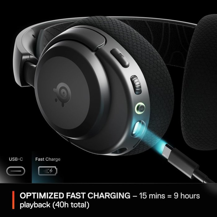 SteelSeries Arctis Nova 3P Wirelees/Bluetooth Upto 40Hr Battery Life For PlayStation, PC, Switch, & Android - Black - Image 2