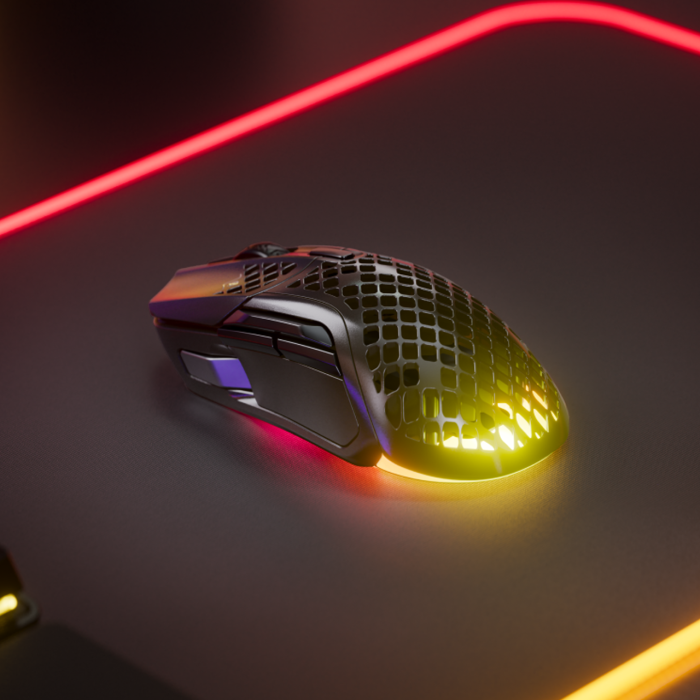 Steelseries AEROX 5 Ultra Light Wireless/Bluetooth/Wired Gaming Mouse, Up to 180-Hours Battery Life, 9 Programmable Buttons - Image 2