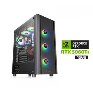 Gaming PC i7-14700F CPU, GIGABYTE B760 D5 Motherboard, 16GB DDR5 RAM, 1TB NVMe SSD, RTX 5060 TI 16GB VGA, 750 WATT PSU, Thermaltake V250 TG ATX Mid Tower Case 3x ARGB Fans, USB WIFI+BT Adapter, Win 11 Pro (License)
