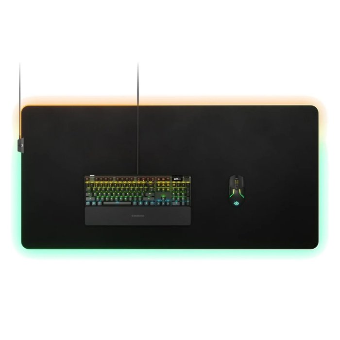 SteelSeries QcK Prism Micro Woven Cloth 3XL (1220x590x 4mm) Mousepad, 2-Zone RGB Game-Enhancing Illumination Optimized For Low and High DPI Tracking Movements