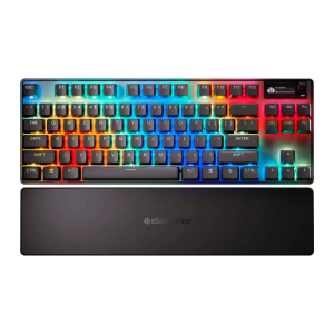 SteelSeries Apex Pro Esports TKL Gen 3 Quantum 2.0 Dual Wireless/ Bluetooth/Wired Mechanical Gaming Keyboard, Omnipoint 3.0 Smarter GG QuickSet, Dynamic Per-Key RGB illumination, OLED Smart Display, Magnetic Wrist Rest, For PC/PS5 & Xbox
