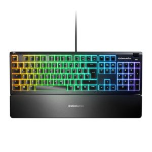 SteelSeries Apex 3 RGB Wired Gaming Keyboard IP32 Water Resistant Whisper Quiet Switches - Black (Arabic layout)